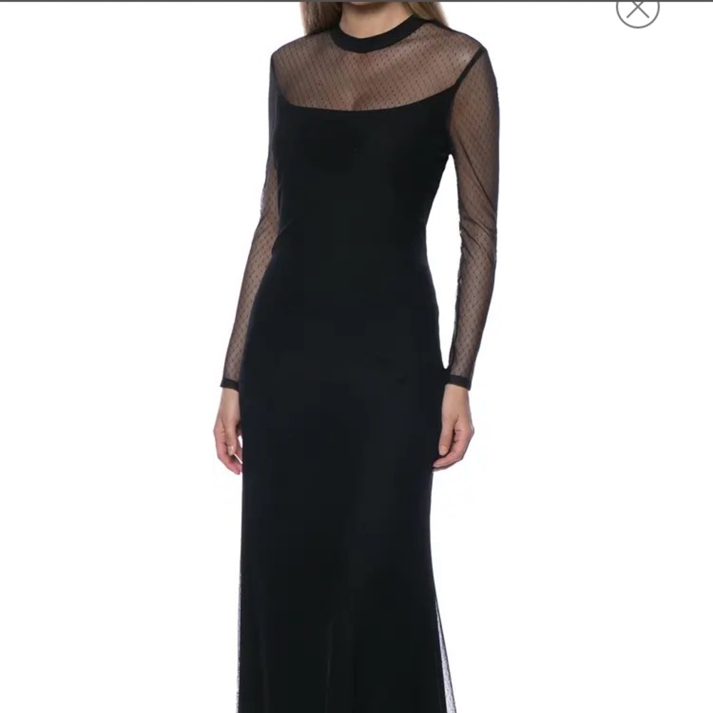 MARINA dotted mesh long sleeve gown
